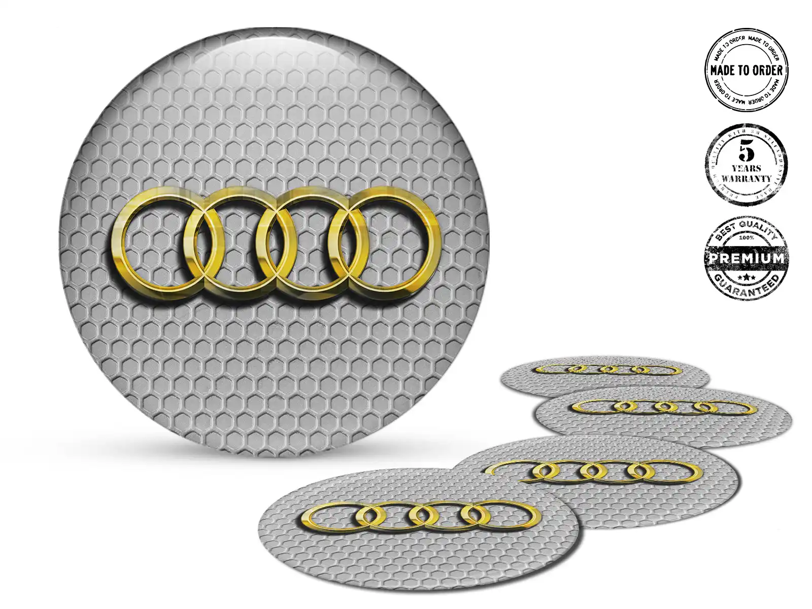 Audi Pegatina Tapacubos Edición Estilo Logo Bombado
